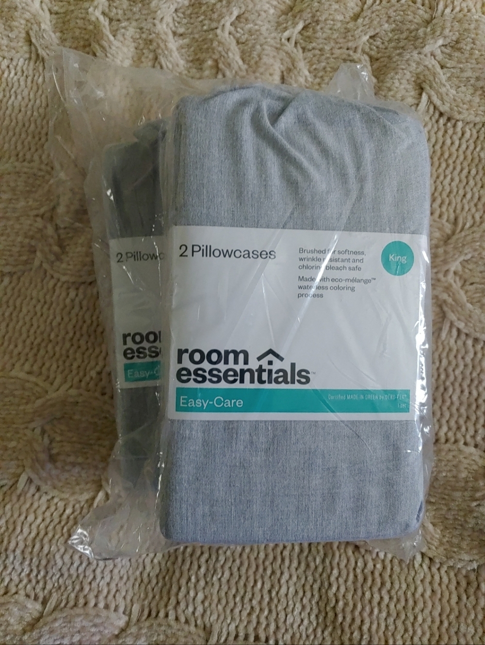Set Of 4 Linen Look King Size Pillowcases Light Gray 20 x 40  Room Essentials